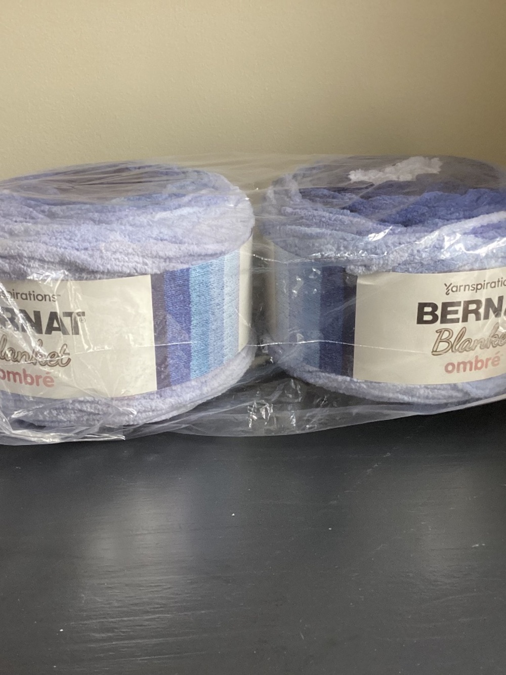 NEW Lot of 2 BERNAT BLANKET NAVY OMBRÉ YARN, 220 yards/10.5oz Brand New!
